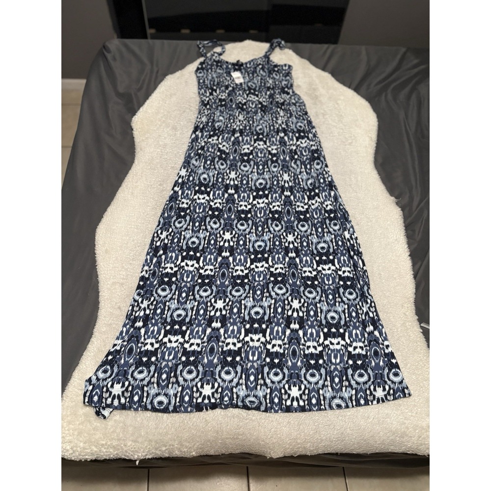 Lane Bryant Maxi Dress Size 18/20 NWT Blue Geometric Ikat Boho Long Sundress